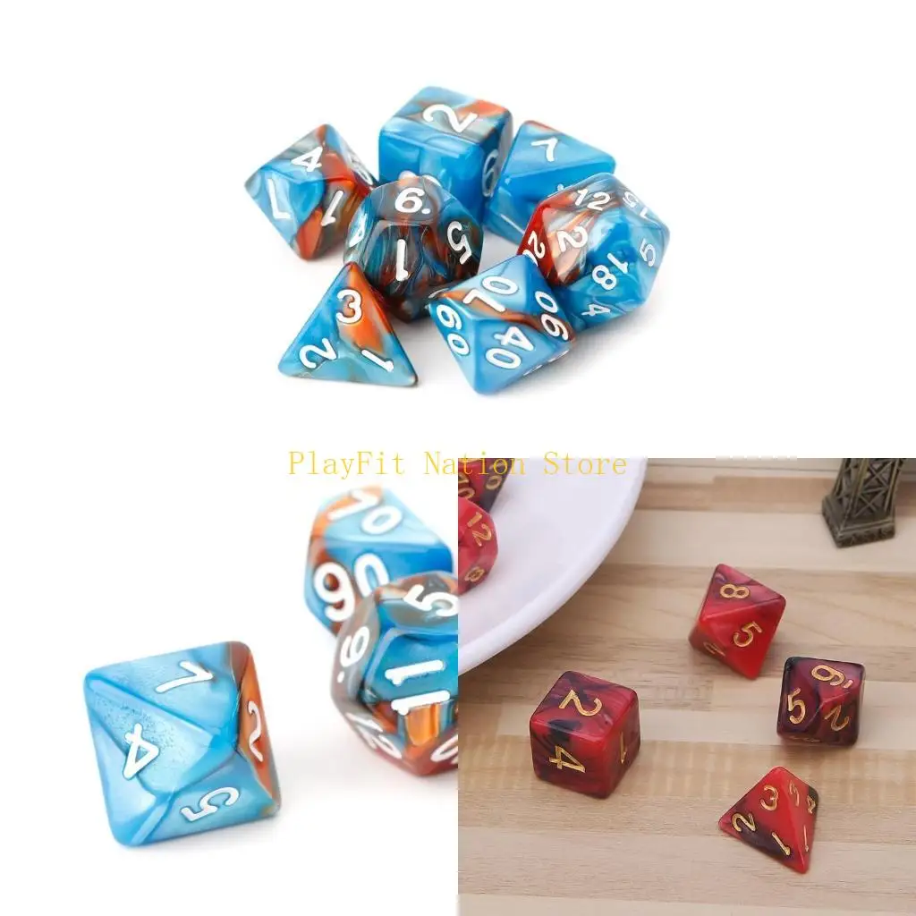 

242f 7pcs/Set Acryle Polyedral для TRPG настольной игры D4-D20