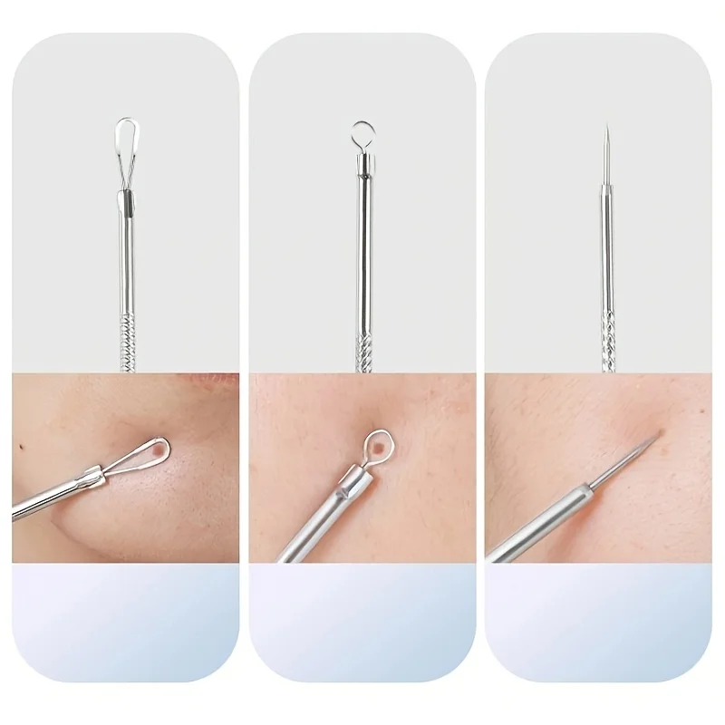 Stainless Steel 8pcs Acne Removal Tool Set - Blackhead & Pimple Popper Kit for All Skin Types, Fragrance-Free, Beauty Tools