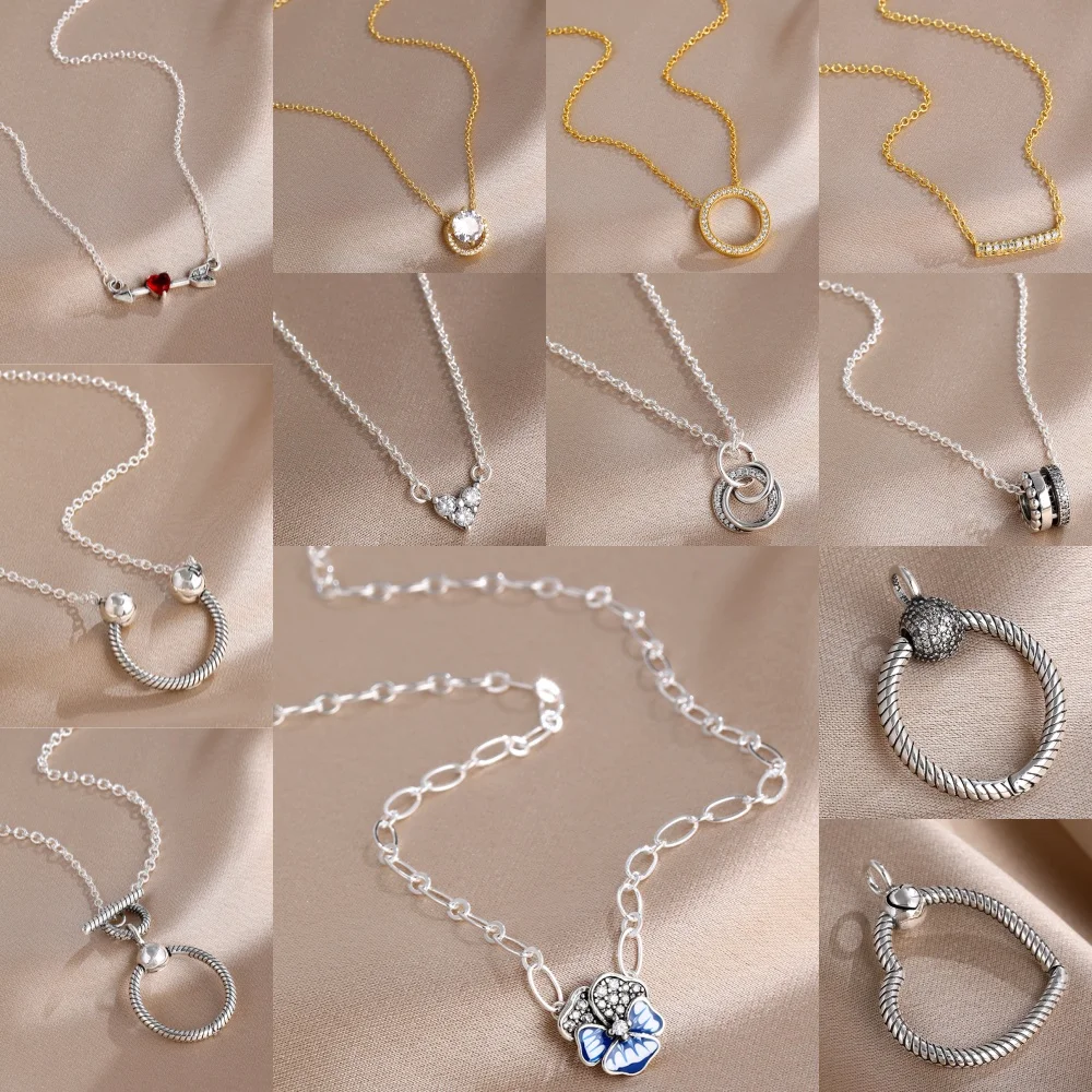 New Hot Selling 925 Silver,Heart-Shaped,Square,Red Arrow Core Necklace for European Womenexquisite High-Quality Jewelry Gifts