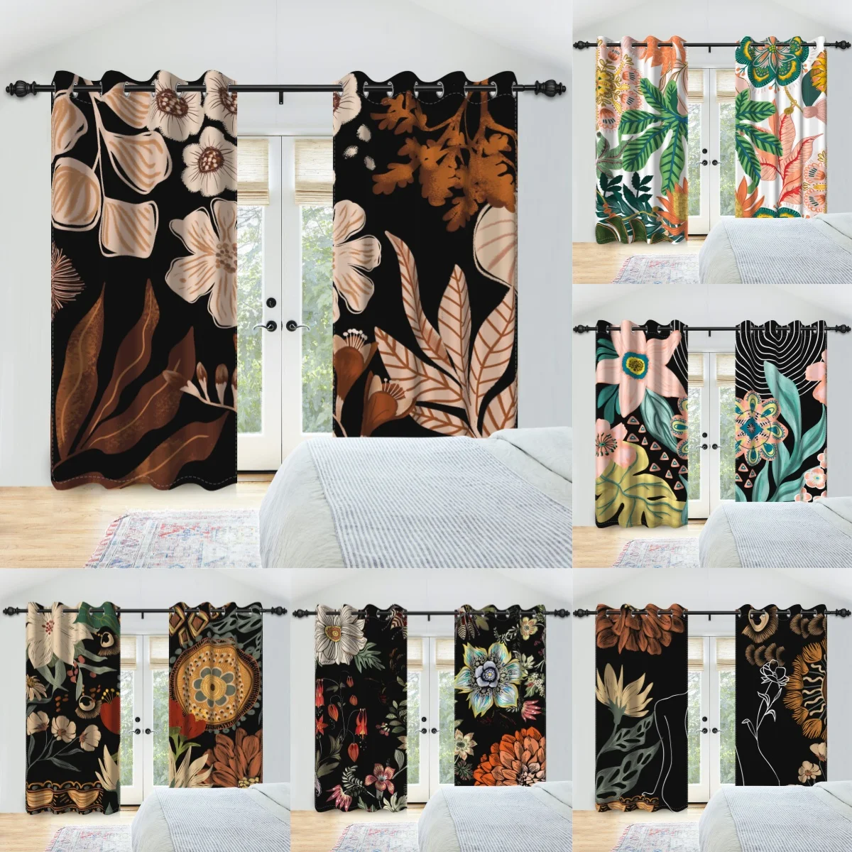 2pcs-set-boho-floral-blackout-curtains-for-bedroom-vintage-bohemian-tropical-flowers-interior-curtains-grommet-top-window-drapes