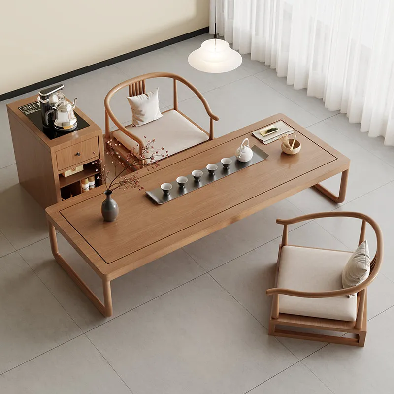 Medieval solid wood tatami balcony small tea table Japanese-style small apartment household bay window floor small tea table