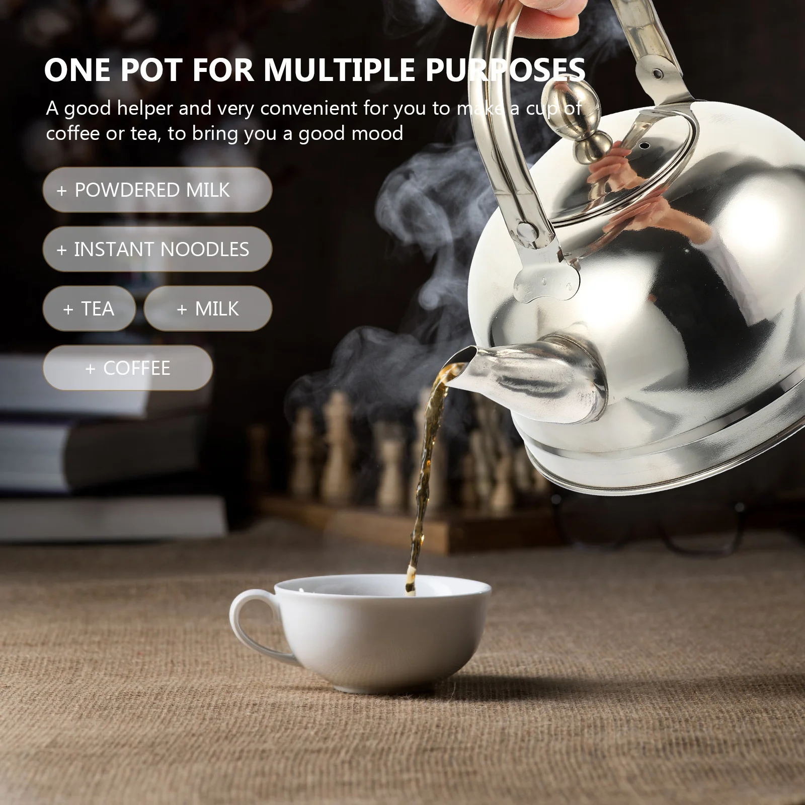 

Stainless Steel Tea Kettle Household Water Kettle Comfortable Handle Stovetop Compatible Kitchen Tea Pot Detachable