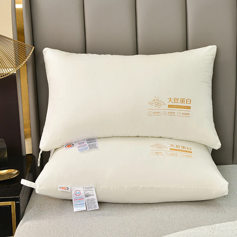 

Premium Soy Protein Neck Pillow Ultra Soft Ergonomic Design for Back Or Side Sleepers Hotel Fluffy Sleeping Aid Neck Support