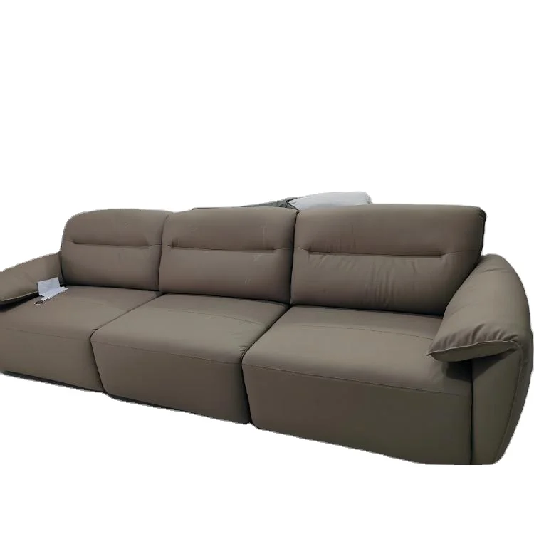 أريكة سرير كهربائية حديثة من جلد البقر 3 مقاعد أريكة كهربائية قابلة للسحب متعددة الوظائف قابلة للطي للمنزل #6