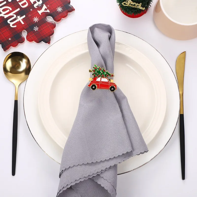 Simple Christmas Napkin Rings Metal Napkin Buckle for Hotel Restaurant Dining Table Setting Xmas Party Table Decor