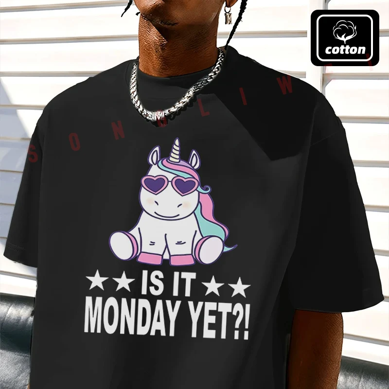 

Is It Monday Yet Motorcycle T-Shirt Men's Black Cotton TShirt New Summer Casual O-neck Short Sleeve Tees