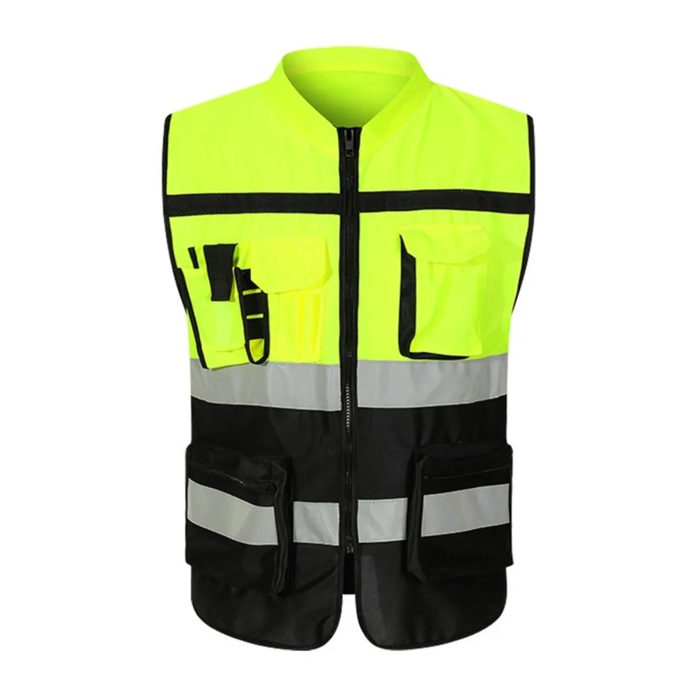 High Visibility Reflective Vest with Pocket One Size Construction Clothes Security Warning Outdoor Safety Clothing Cycling