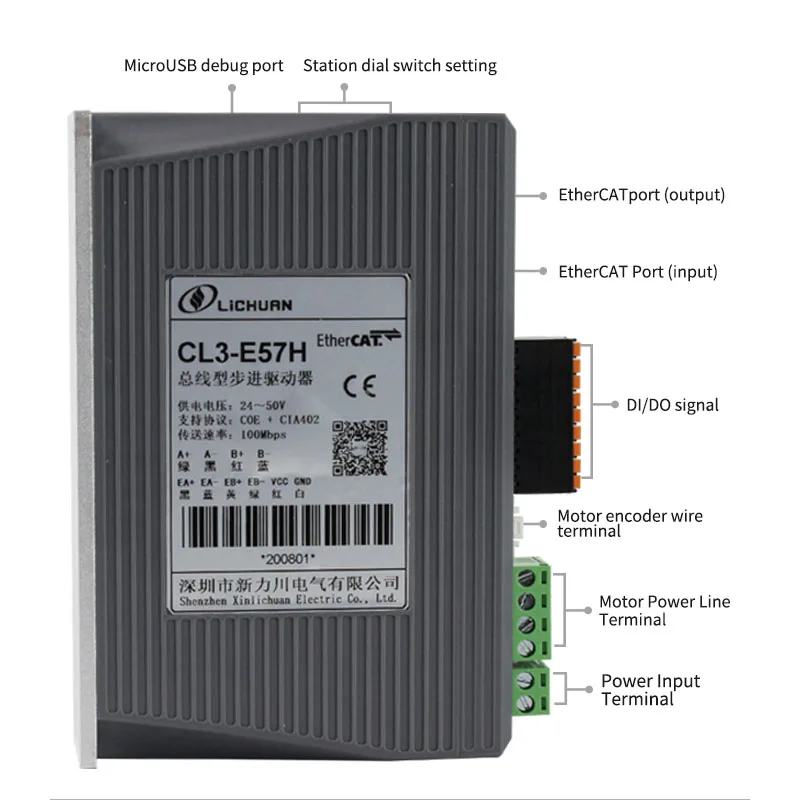 Silnik z zamkniętą pętlą magistrali Lichuan EtherCAT zestaw sterowników CL3-57H cnc 2-fazowy silnik krokowy Nema 23 1.25N.M ~ 2.2N.M do drukarki 3d