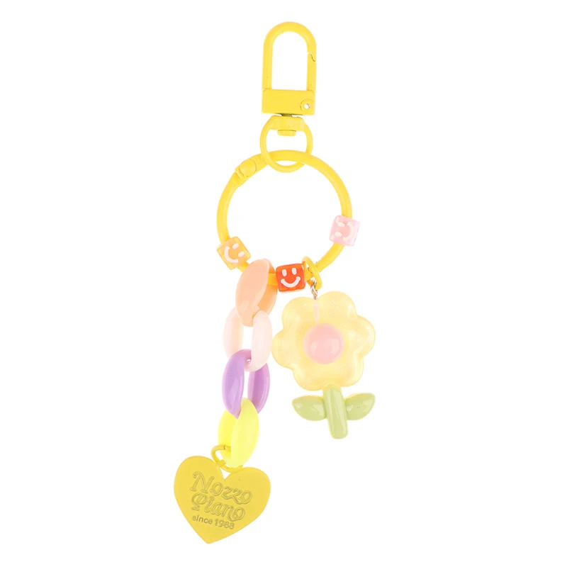 Cute Tulip Key Chain Flower Pendant Love Key Ring Backpack Charms Decoration Bag Accessories