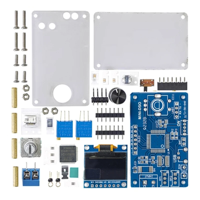 Mini LCD Oscilloscope set with STC8K8A Microcontroller Electronics Learning Tool for Electronic Soldering Training