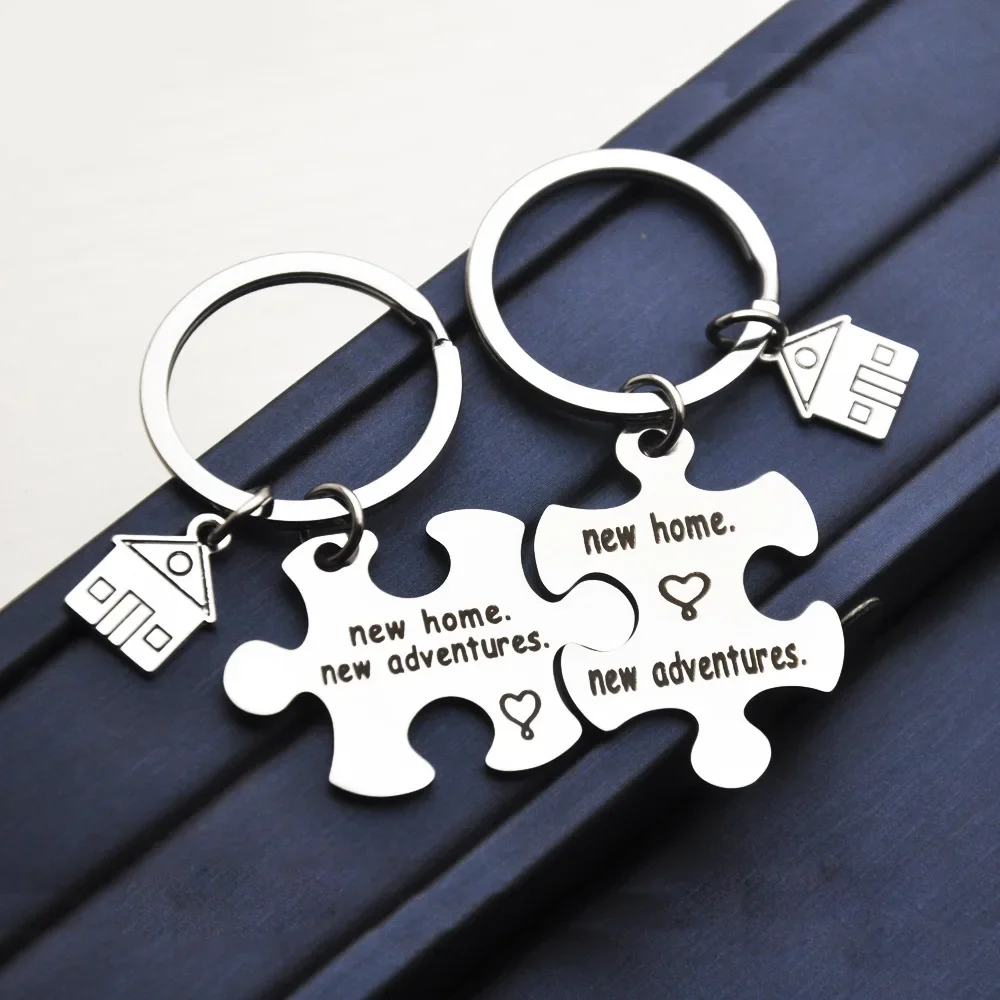 2022 Stainless Steel 2Pcs Our First Home Keychain New Home New Adventure Keychain Housewarming Gift