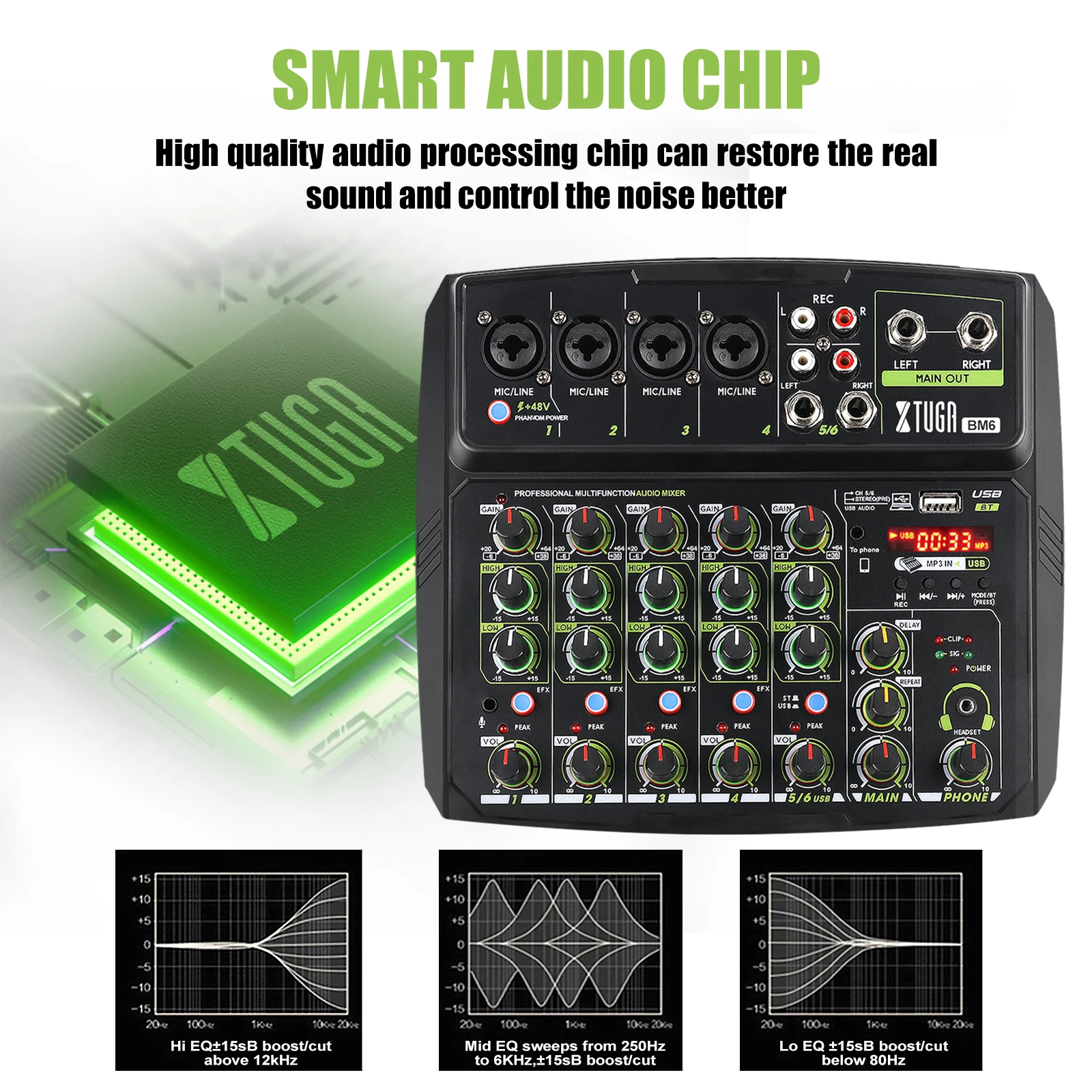 TLF Xtuga Studio Mixing Console Professionale Dj 6 Canali Mini Piccolo o Mixer