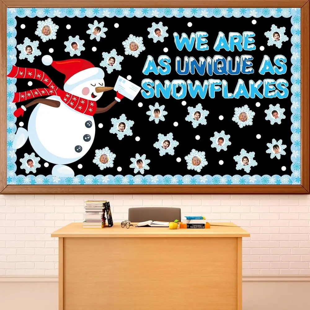 

Зимние украшения для доски объявлений, снежинка, снеговик, вырезы, сделай сам, фото, ремесло, мы можем уникали, как снежинки, декор для классной комнаты для X