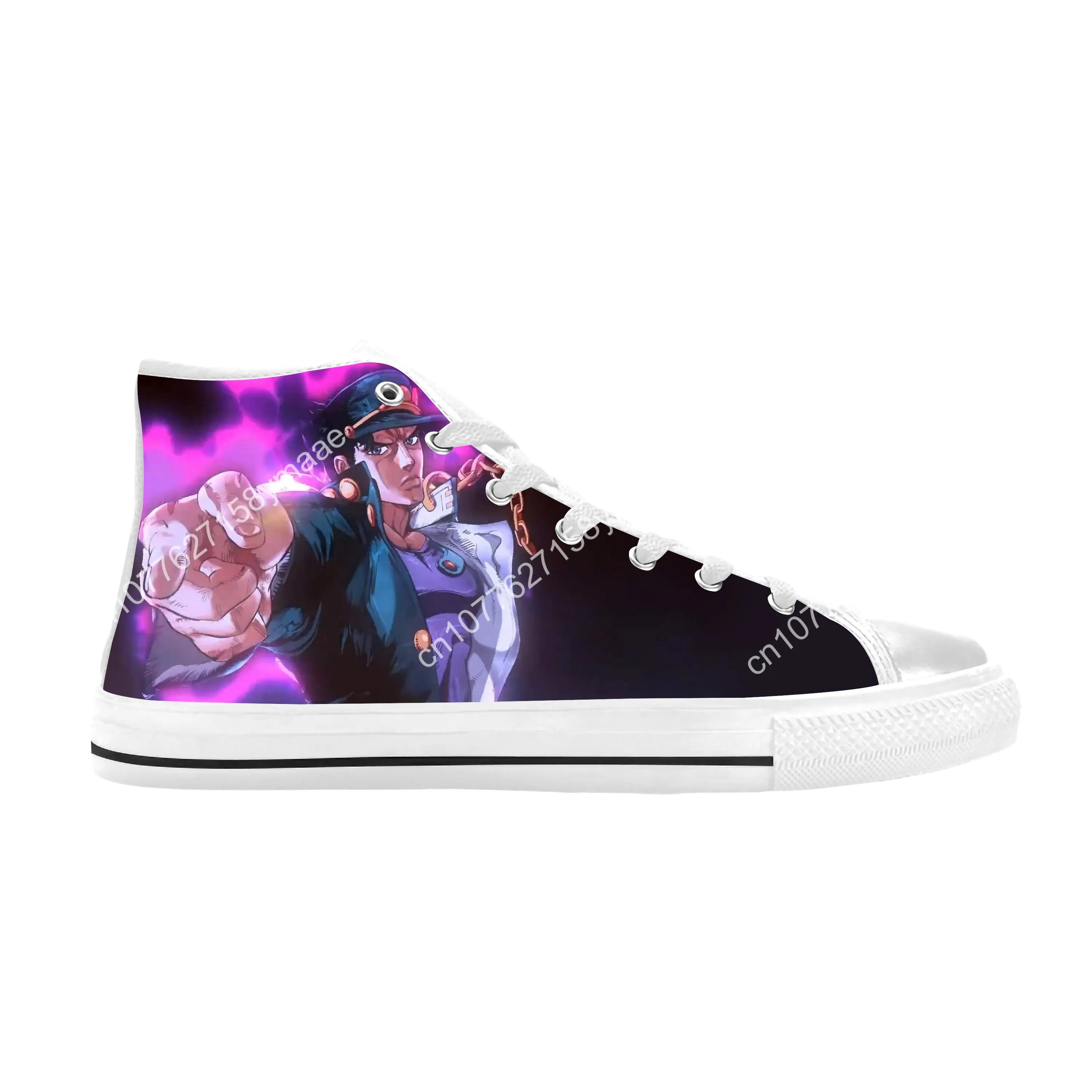 Japanese Anime Jojo Bizarre Adventure Kujo Jotaro Casual Cloth Shoes High Top Comfortable Breathable 3D Print Men Women Sneakers
