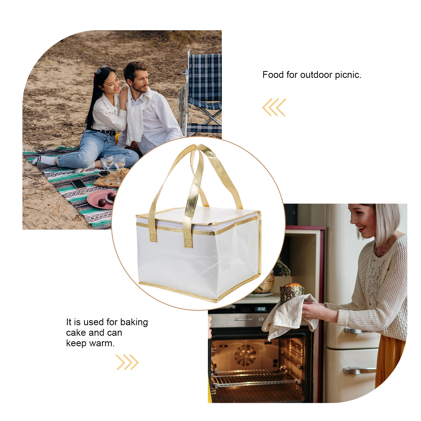 

Insulated Fresh-keeping Bag Food Cake Shopping Delivery Warmer Bags Cold Reusable Freezer Cloth with Zipper Man Thermal for Hot