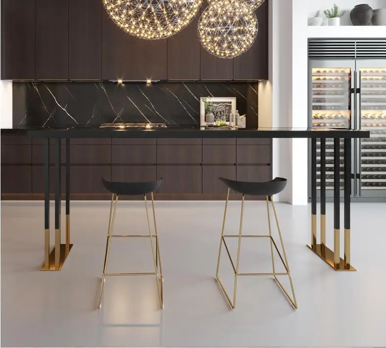 Simple Modern Household Wood Bar Table And Chair High-legged Long Narrow Bar Combination