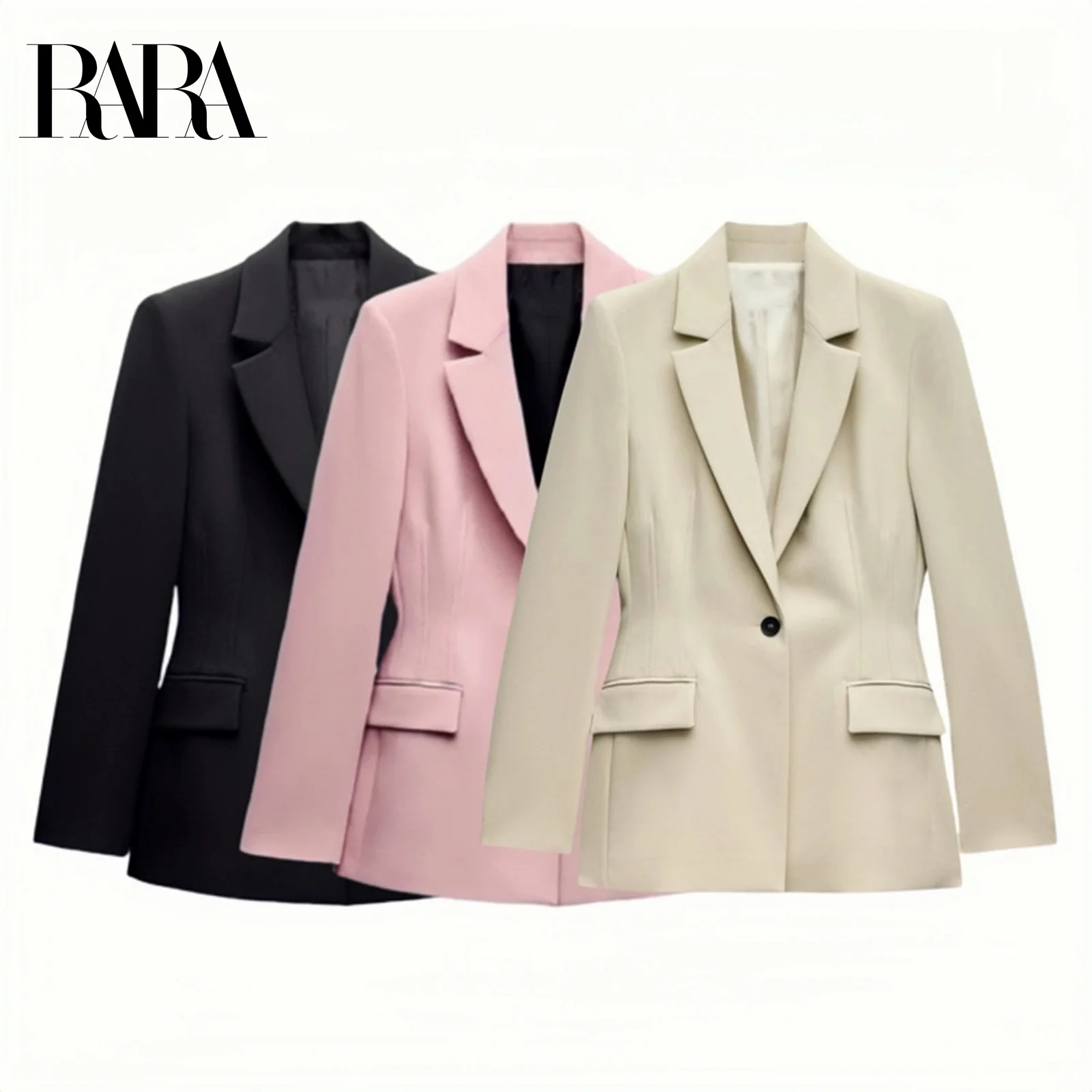 

Женский пиджак RARA 2025 с воротником с лацканами на одной пуговице и функциональными карманами для профессионального и модного образа