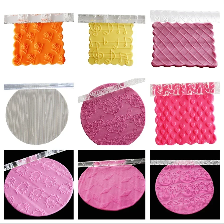 15 Styles Acrylic Rolling Pin Embossing Baking Cookies Noodle Fondant Cake Impression Pin Pastry Roller Kitchen Baking Tools