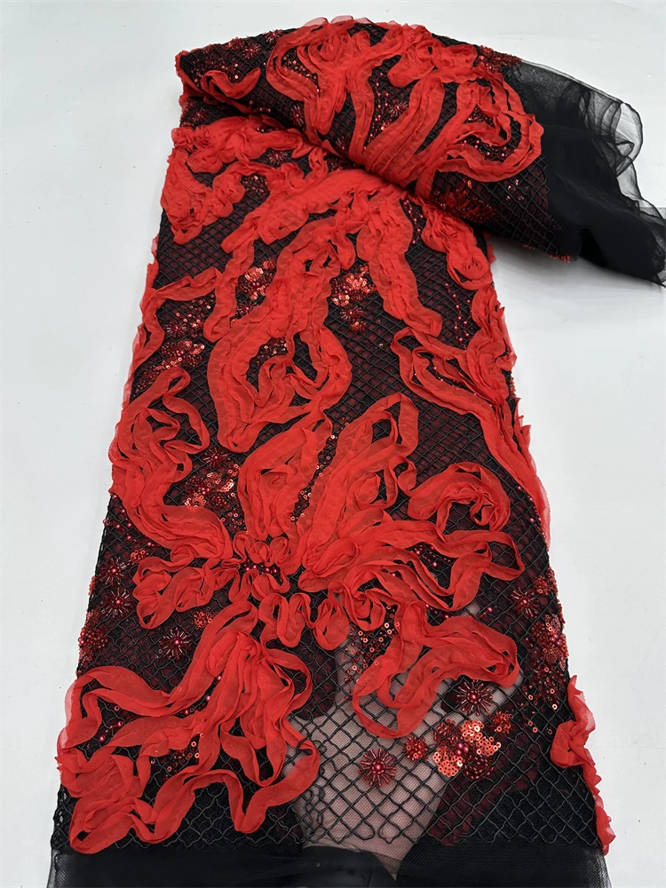 2025 afrikanische Perlen Französisch Luxus Pailletten Tüll Spitze Hohe Qualität Stickerei Pailletten Spitze Bräutigam Stoff Für Abend Party Kleid