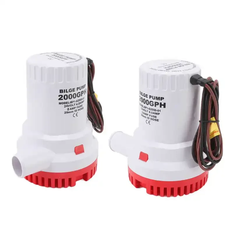 Bilge Pump Mini Boat Pumps 12V 24V 1500GPH 2000GPH Submersible Kayak Rule Water 24 Volt Garden Rinse Car Wash Bath