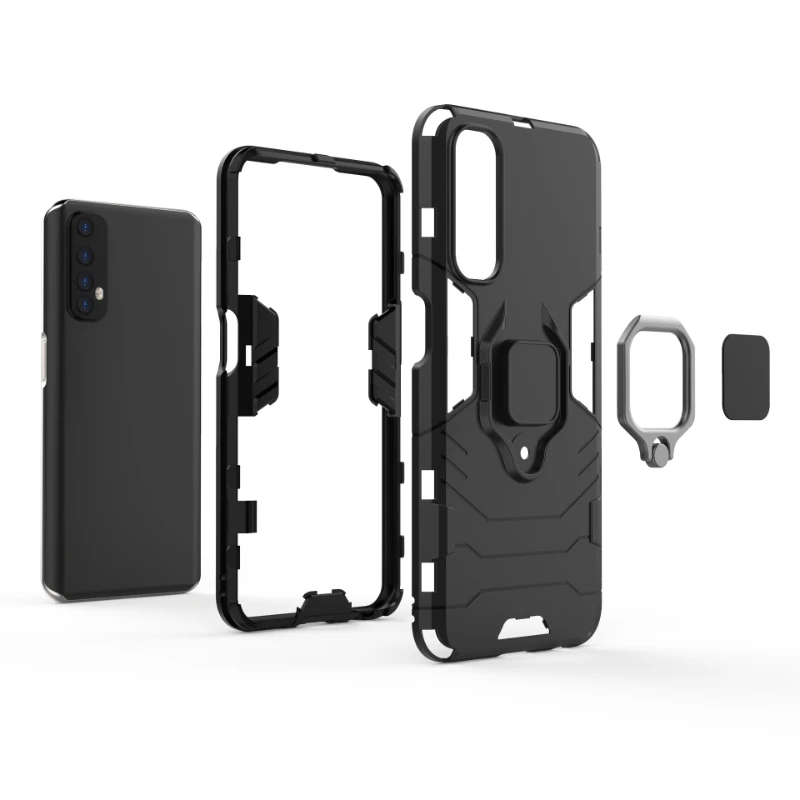 For OPPO Realme 7i 7 Pro Back Cover Phone Case Shockproof Armor Anti-Fall Metal Ring Holder Magnetic Protect Funda Coque Cases