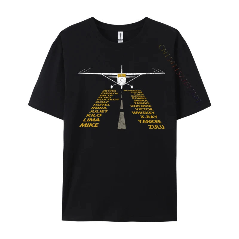 Pilot C172 Flying Runway Tshirts Street Prevailing All Cotton Tops Shirts Normal T Shirt For Men Alphabet T-Shirt