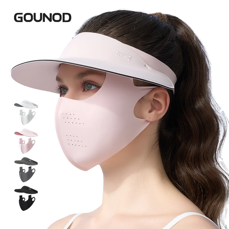 

UPF50+ hat Sun large eaves mountain climbing mask mesh breathable outdoor UV protection detachable full face