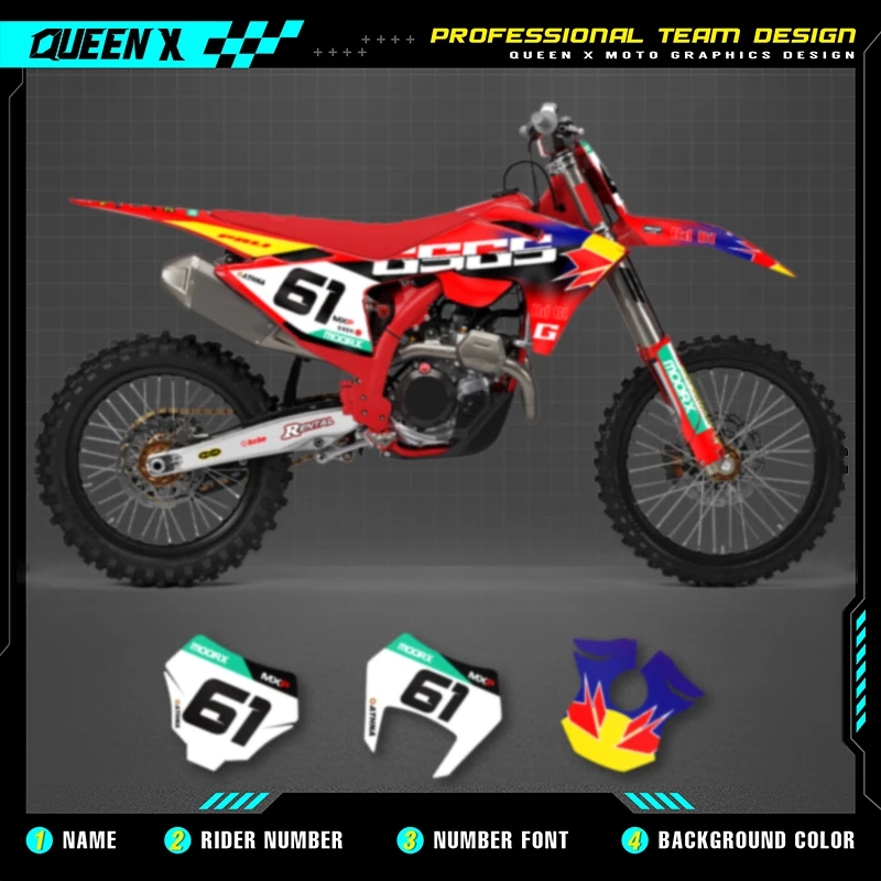 Queen X MOTOR Custom Team Graphics Backgrounds Decals For 3M Stickers Kit For GASGAS GAS GAS 2024 2025 2026 EC MC 005