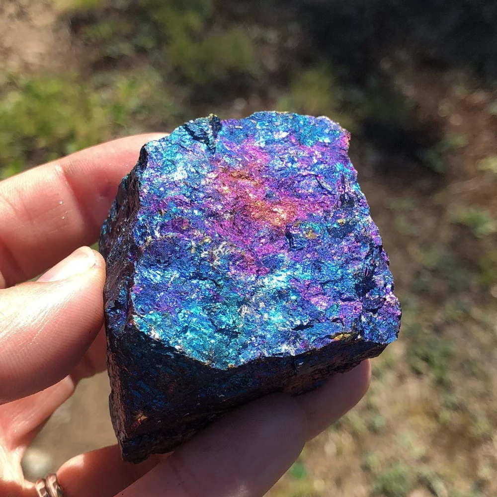 1pc Raw Chalcopyrite Crystal- Peacock Ore Stone with Iridescent Play-of-Color, Home Decor