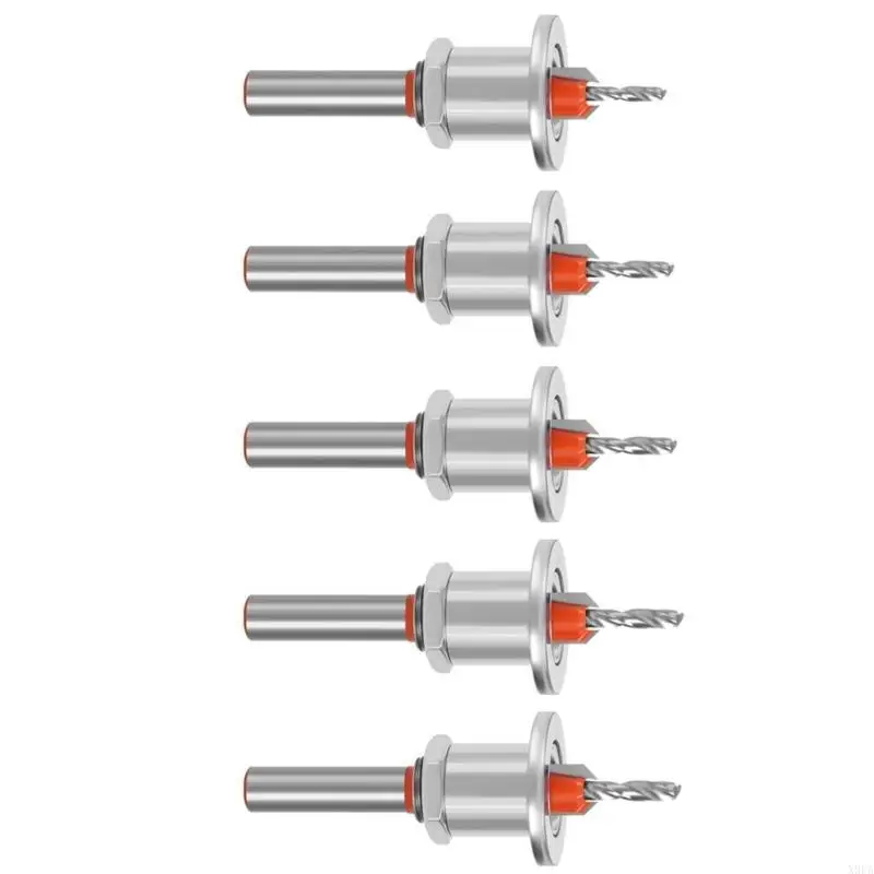 

X9FA 5Pcs Tapping Screw Drill Bit with Adjustable Positioner Alloy Steel Tapered Countersink Drill Bit for Wood Projects