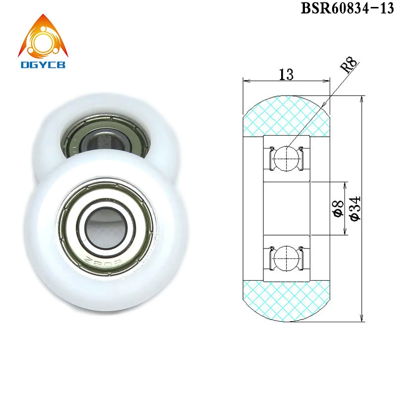 

1pcs 8x34x13 mm Rower Rollers BSR60834-13 OD 34mm POM Coated Rowing Machine Seat Wheel 8*34*13 Plastic Bearing Pulleys