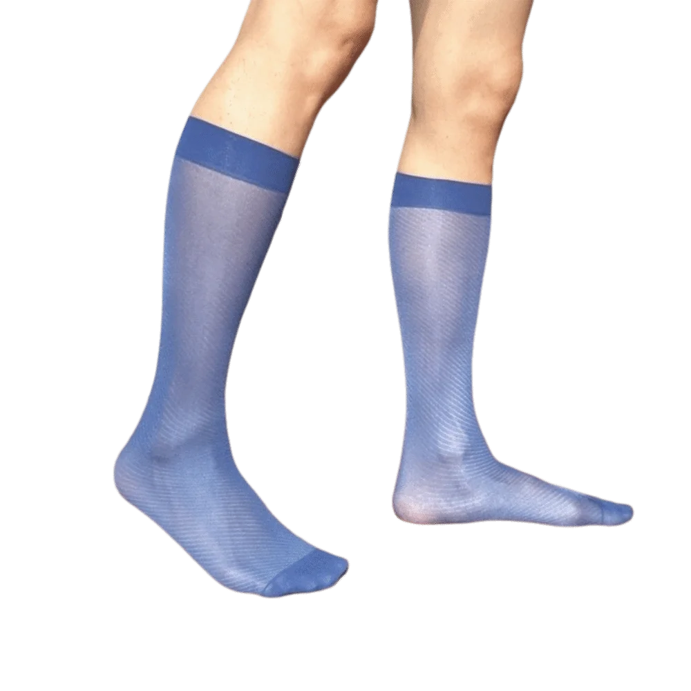 Simple Stripe Grid Dress High Tube Socks Transparent Below Knee Ultra-Thin Socks Breathable Nylon Mid-calf Ice Silk Socks Daily
