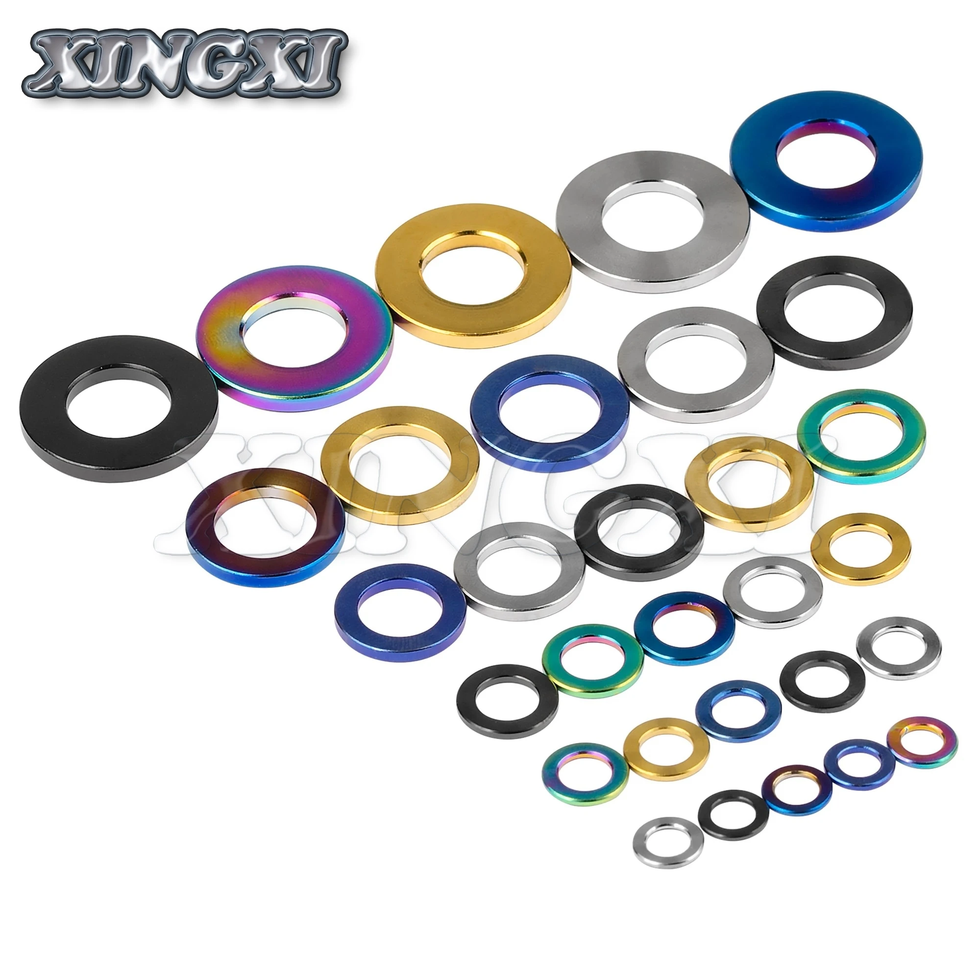 Xingxi M4 M5 M6 M7 M8 M10 Titanium Flat Washer DIN912 Ti Spacer for Bicycle Motorcycle Parts