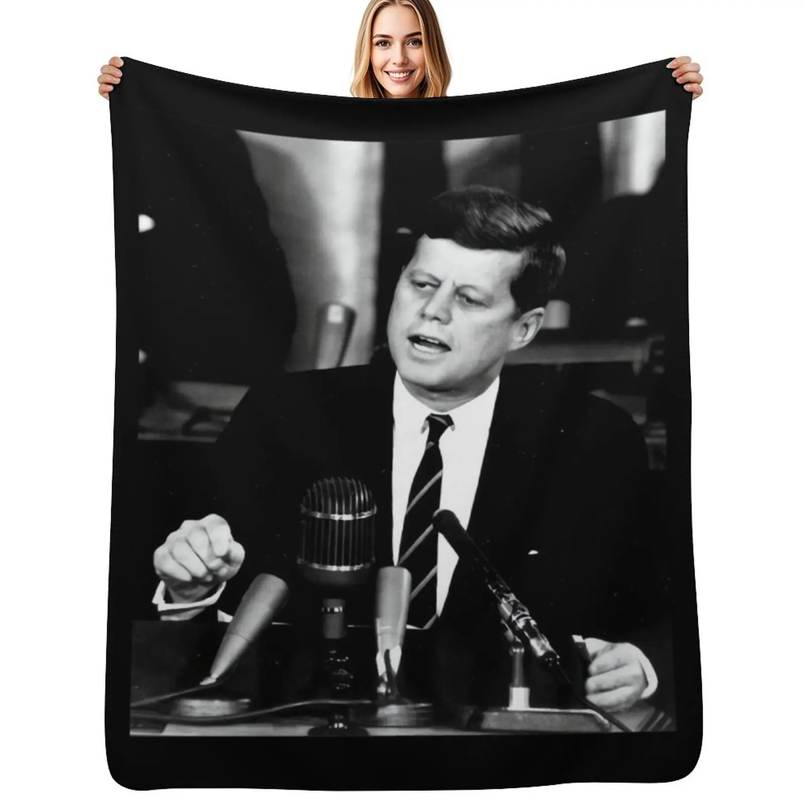 

John F Kennedy USA President Throw Blanket Stain Resistant Cozy Warm Blanket
