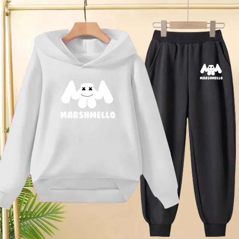 3-12 سن الأطفال ملابس خارجية الخريف الشتاء 2 قطعة مجموعة صبي فتاة خطابات طباعة هوديي بنطلون البلوز لطيف مقنعين رياضية