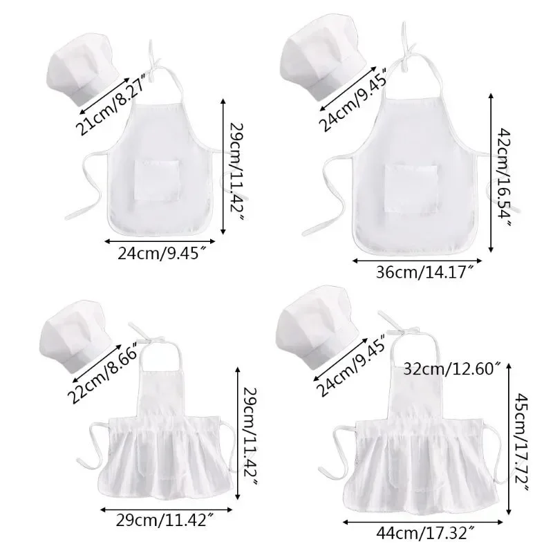 NEW 2 Pcs Cute Baby Chef Apron and Hat Infant Kids White Cook Photos Costume Photography Prop Newborn Hat Apron