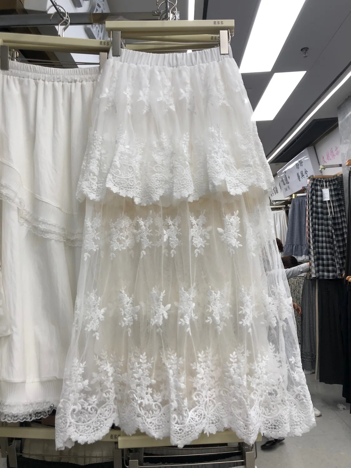 

Кружевная прозрачная юбка с вышивкой Ele, юбка-тортик, женская юбка средней длины, свободная посадка с высокой талией, милая летняя юбка Dr