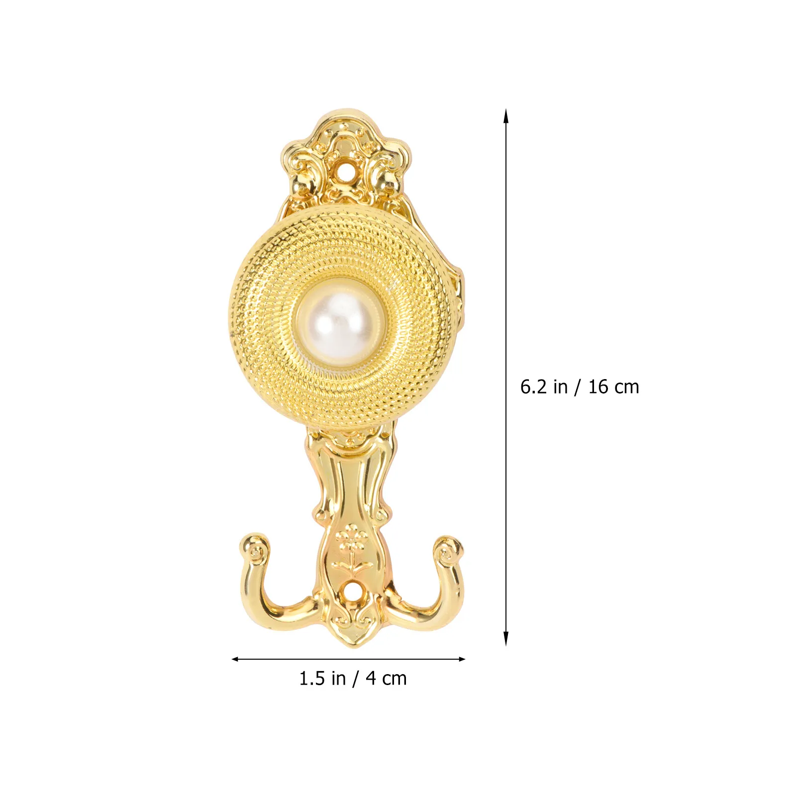 1Pair Golden Curtain Hooks Metal Pearl Embellished Holdbacks for Curtains Drapes Tieback Wall Hook Clothes Accessory Decor