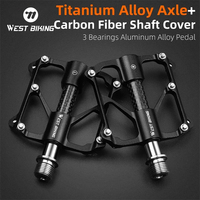 WEST BIKING Titanium Alloy Bicycle Pedal 3 Bearing Ultralight Carbon Fiber Pedal Road MTB Bicycle Pedal Bicycle Accessories