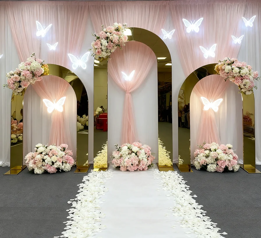 

Stainless Steel Wedding Arch Stand，Geometric Outdoor Backdrop Frame for Christmas/Birthday Party, Festival Event Decoration