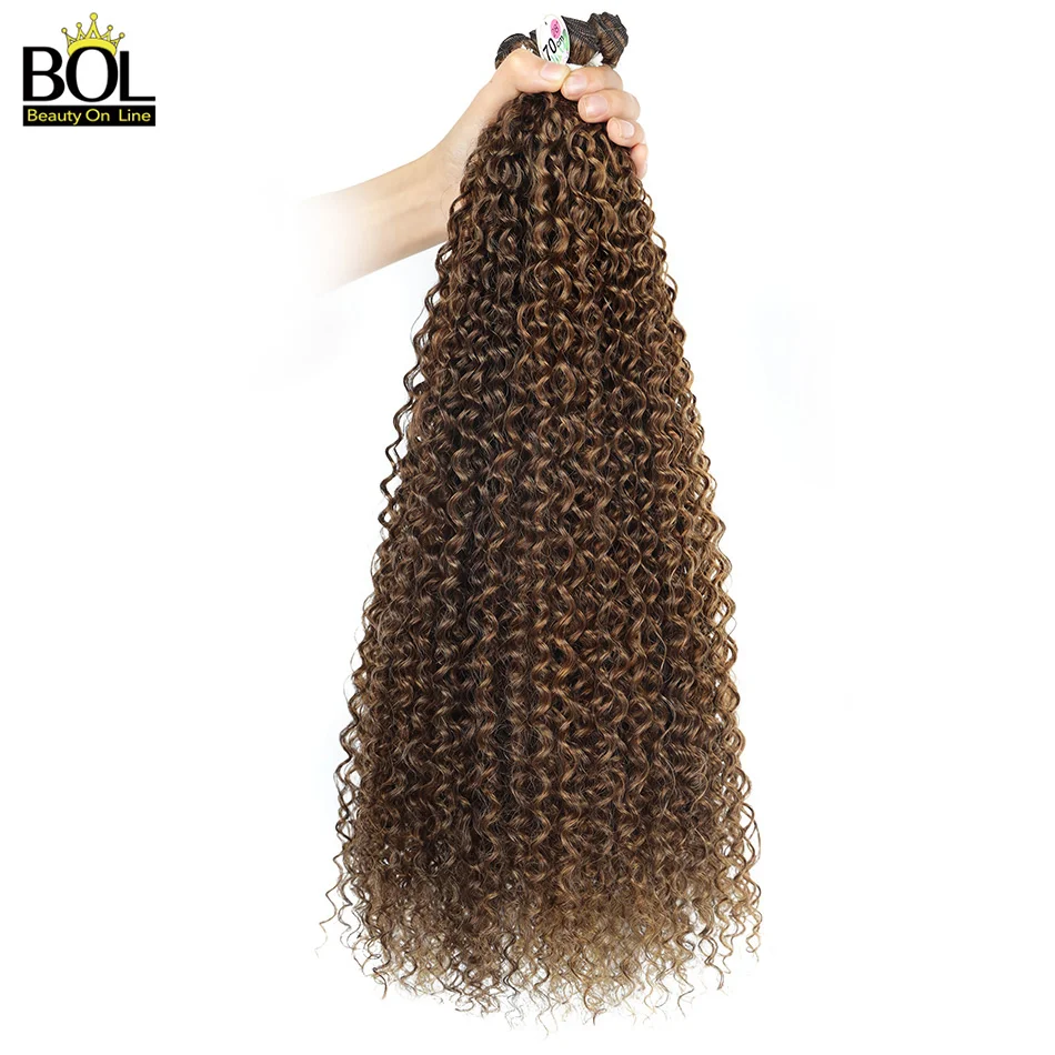 BOL Kinky Curly Hair Extensions Synthetic Long Jerry Curly Bundles Ombre Blonde Fake Hair For Women Heat Resistant Wave