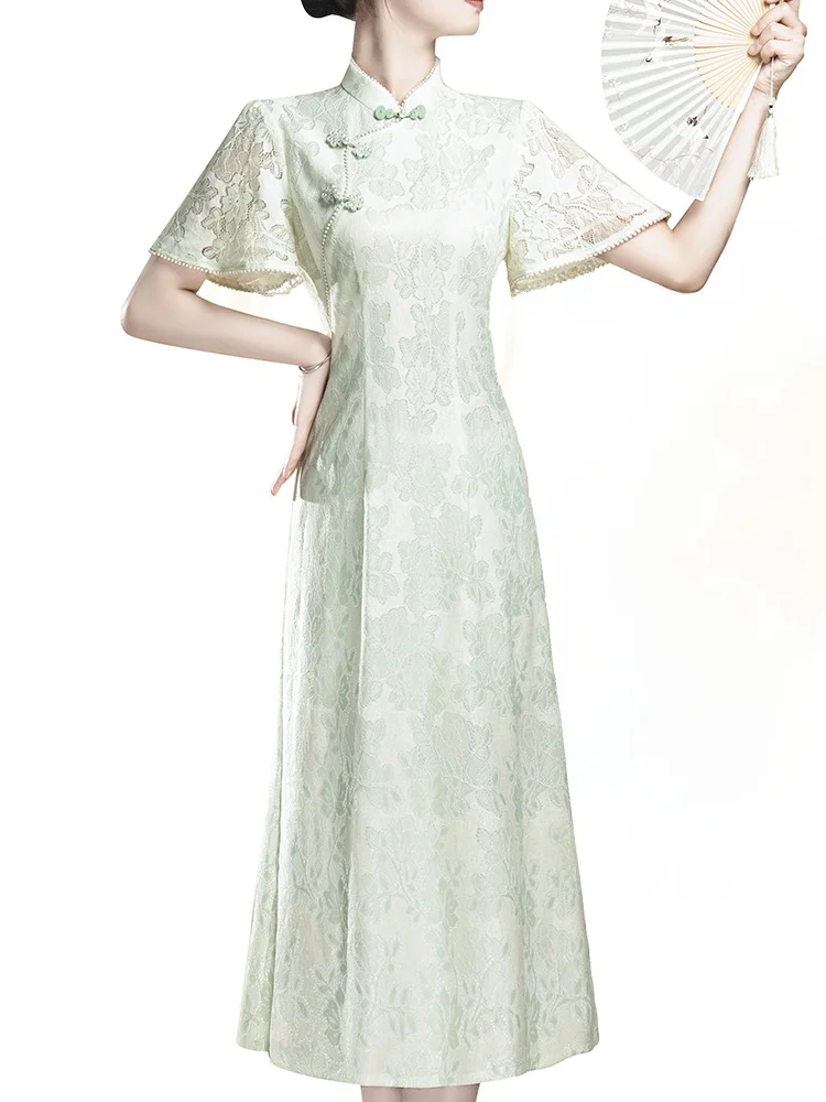 

een Lace Fre Sle Young Version Long Sve Improved Dr Ele Chinese Costume for Young Girls