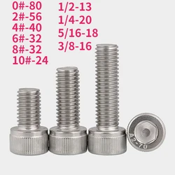 0# 2# 4# 6# 8# 10# 1/2-13 1/4-20 5/16-18 3/8-16 UNC 304 A2 Stainless Steel Hex Hexagon Socket Cap Allen Head Screw Bolt
