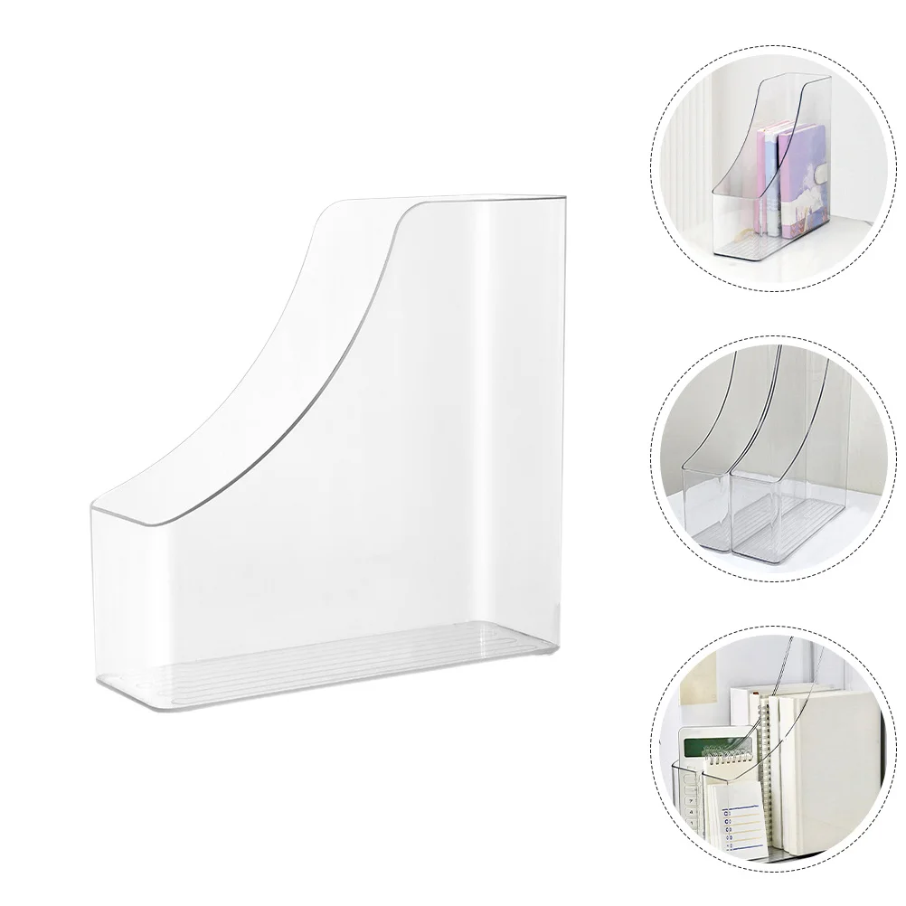 

2pcs Transparent File For Desk Clear Magazine Holder Book Organizer Desktop Document Rack Folder Stand Storage Box Files Books