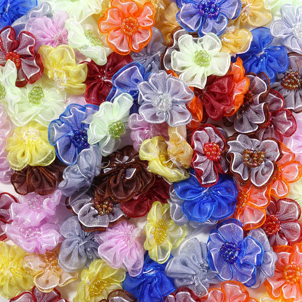 10 قطعة/الوحدة شبكة زهرة زين DIY بها بنفسك الملابس قبعة الأحذية الحرف لوازم الخياطة بقع أغطية الرأس مقاطع الشعر اكسسوارات الديكور #5