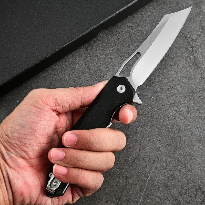 Outdoor Folding Knife D2 Steel Portable Defense Folding Knife G10 Tactical Knife Fruit Knife Mountaineering Pocket Knife