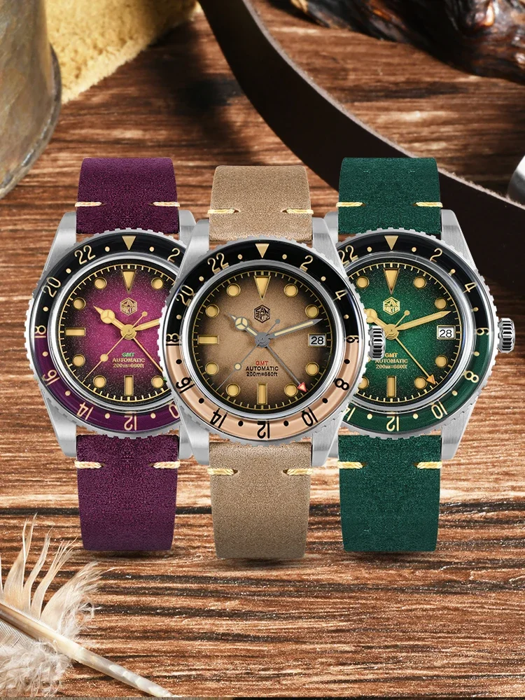 

San Martin 2026 SN0134 Men Watch NH34 GMT Sandwich Dial 40mm Bidirectional Sapphire Bezel Luxury Sports Watch 20Bar Watches