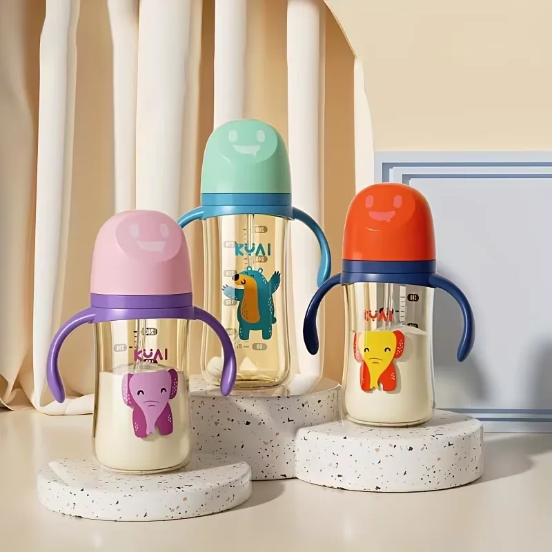 300ml PP Material Handled Baby Bottle with Comfortable Grip for Infant Feeding