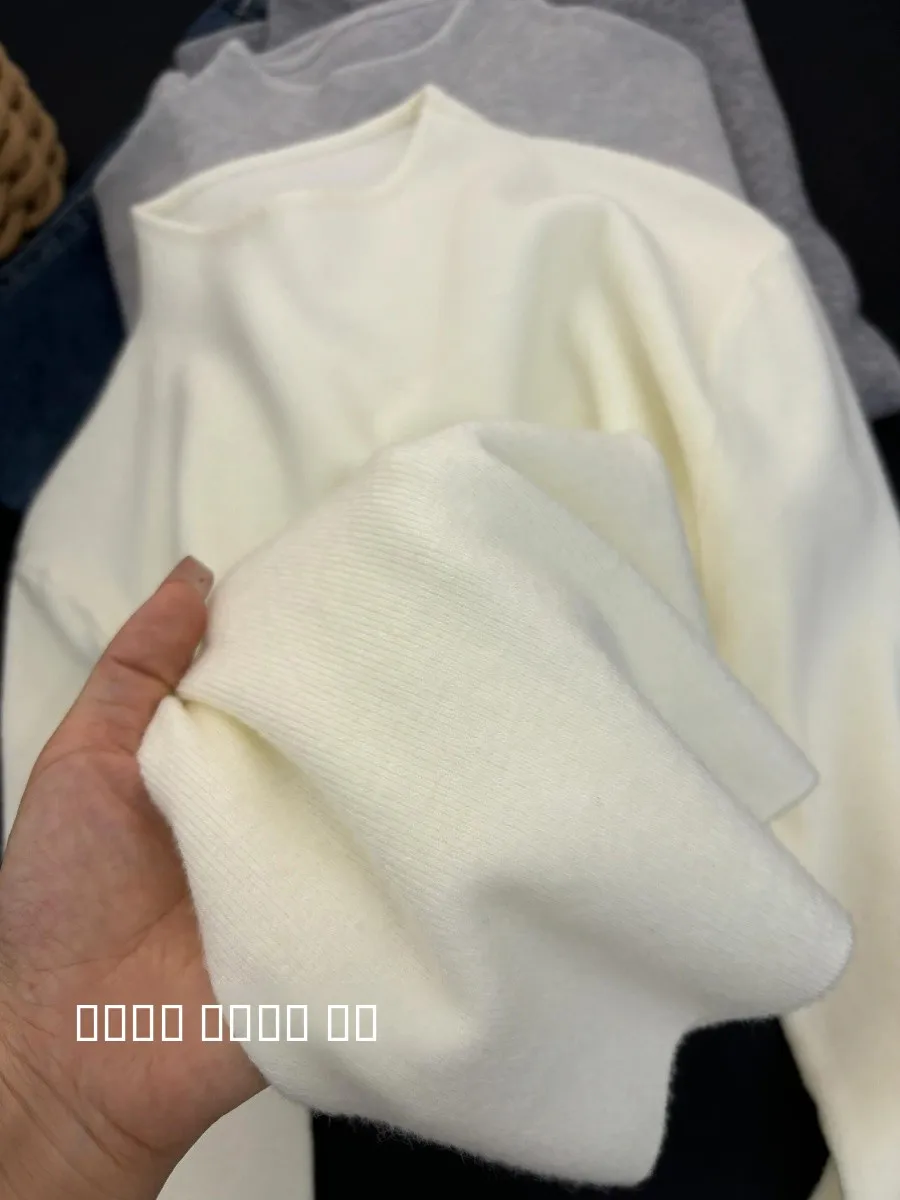 الترا لينة f عالية ني لطيف الأبيض محبوك قاعدة irt المرأة الخريف الشتاء معطف شتاء كسول سوبر حسن المظهر #4