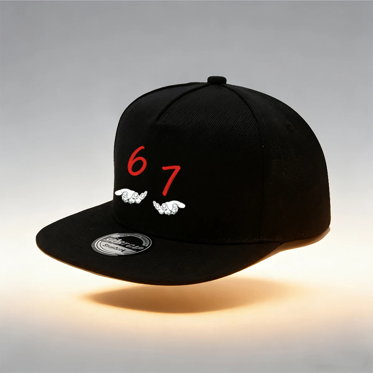 1/2PC Flat Brim Snapback Hat, Breathable, Red 67 Number Hand Gesture Print, Retro Hip Hop Streetwear for Men Women